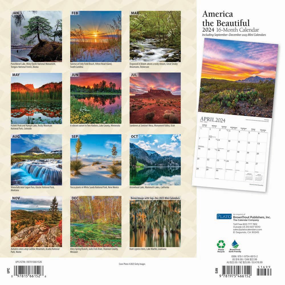 America the Beautiful 2024 Wall Calendar 12x12 by Browntrout