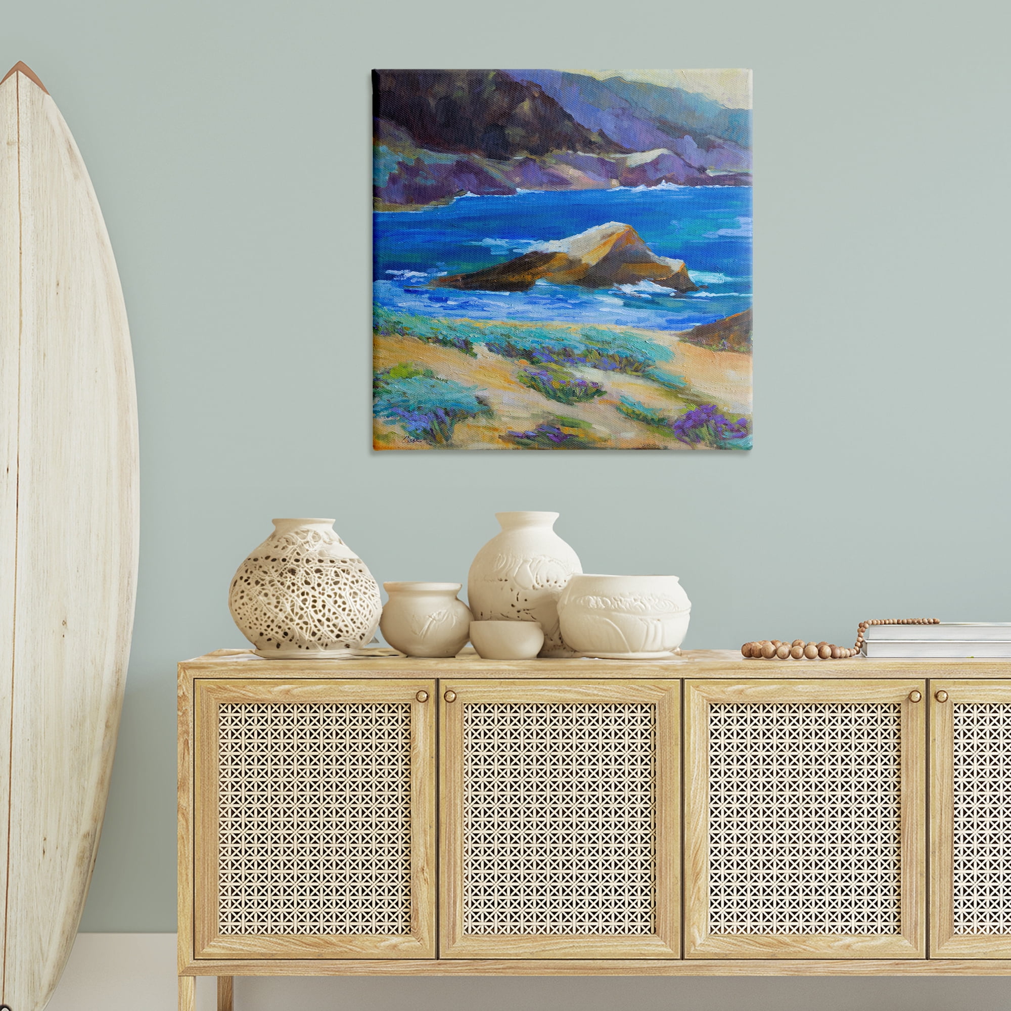 Stupell Industries Carmel Cove Landscape Landscape & Nature Painting Wrapped Canvas Art Print Wall Art, 36 x 36