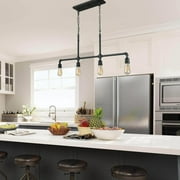 4-Light Iron Pipe Kitchen Island Lighting Industrial Pendant Lights