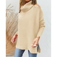 thumbnail image 2 of ROSVIGOR Sweaters for Women Turtleneck Knit Pullover Sweaters Long Batwing Sleeve Spilt Hem Tunic Womens Tops, 2 of 5