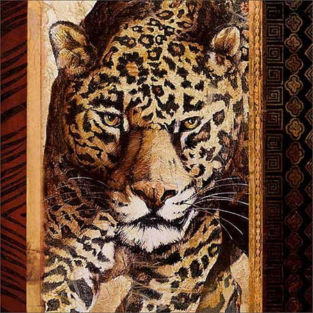 - Close Up Safari Leopard Jungle Cat Tribal Pattern Painting Tan & Brown Canvas Art by Pied Piper Creative