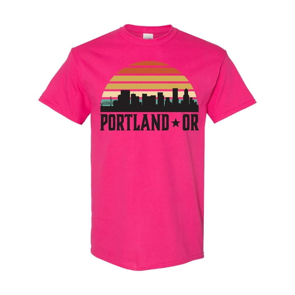 Inktastic Portland Oregon Skyline Retro Sunset T-Shirt
