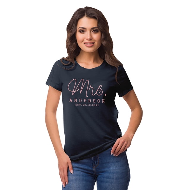 Inkdotpot Personalized Womens Tshirt Top Mrs WeddingAnnouncement Shirt-DJ