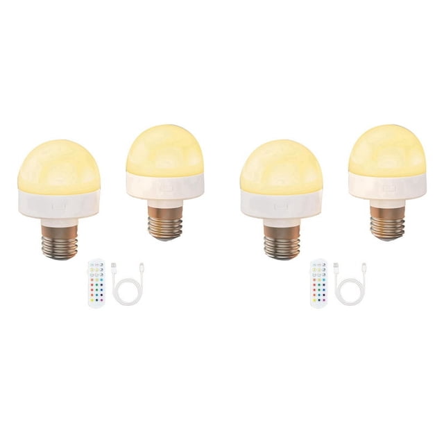 4x Bombillas Recargables con Control Remoto - Bombilla E26 Que Funciona con BateríAs para Apliques de Pared Sin Cableado, Luces Colgantes