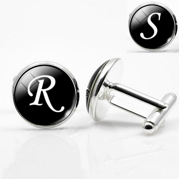 QIFULL 1 Pair Cufflinks Mens Black Glass Round Decorative Collar and Sleeve Attachment for Formal Events