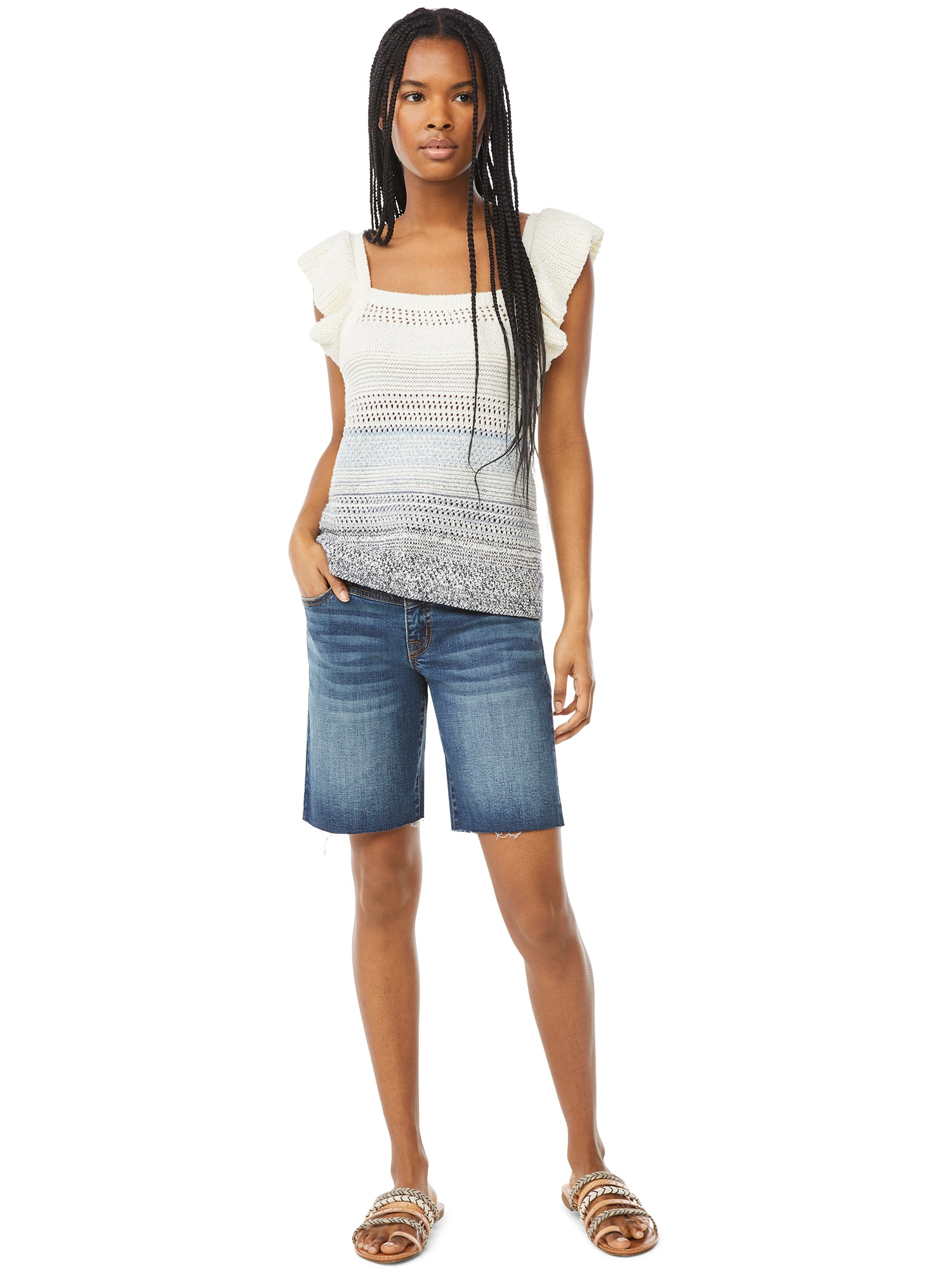 Scoop Women’s Ombre Tank Top with Flutter Sleeves