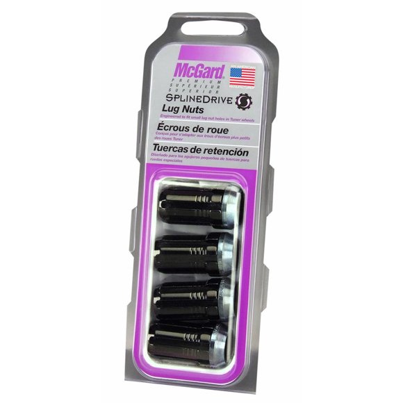 McGard Wheel Access Lug Nut 65310BK Splinedrive; 14 Millimeter X 1.5 Thread Size; Conical Seat; Extra Long Lug; Use With Alloy Wheels Only; 1.935 Inch Overall Length; 7 Spline; Black Chrome; Steel