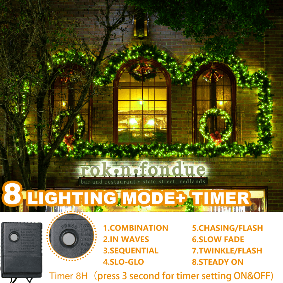 750 LED String Lights Cluster Lights - 41ft Green Green Wire Outdoor Waterproof Lights, Plug in Indoor String Lights with 8 Modes & Timer Memory for Xmas, Christmas Tree
