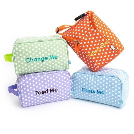 Laguna Beach Polka Dot Easy Baby Travelers Starter Set of 4 for Diapers, Clothes, Food &