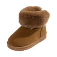 thumbnail image 3 of Quealent Girls Winter Boots Fuzzy Sherpa Fleece Faux Furry Lined Short Boots Lightweight Non Slip Snow Shoes Ankle Booties Brown for Size 12.5, 3 of 9