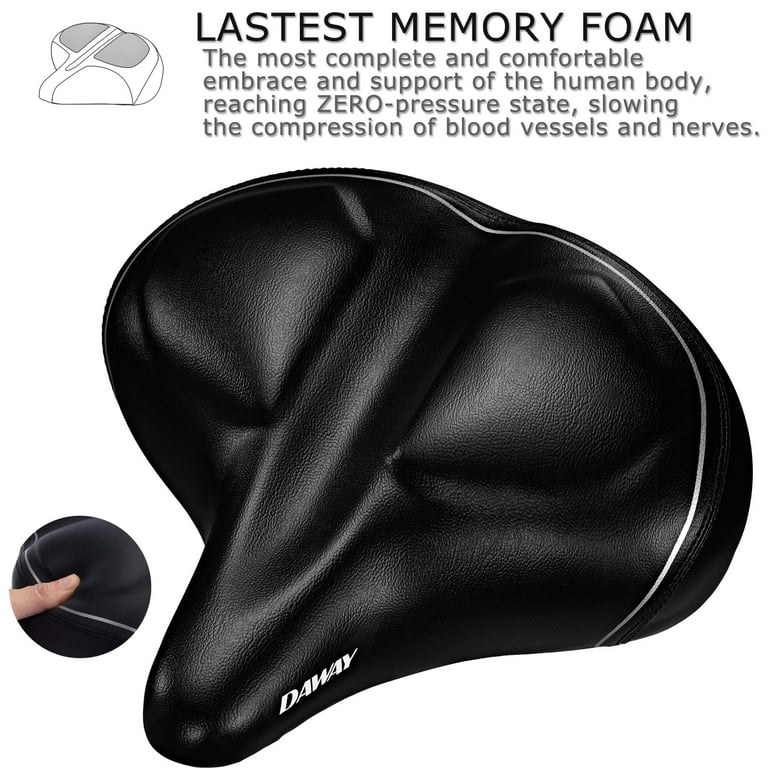 GINEOO Oversized Bike Seat, Extra Wide Comfort Pure Memory Foam Bicycle Seat Cushion, Compatible Saddle Replacement with Electric Bike, Exercise