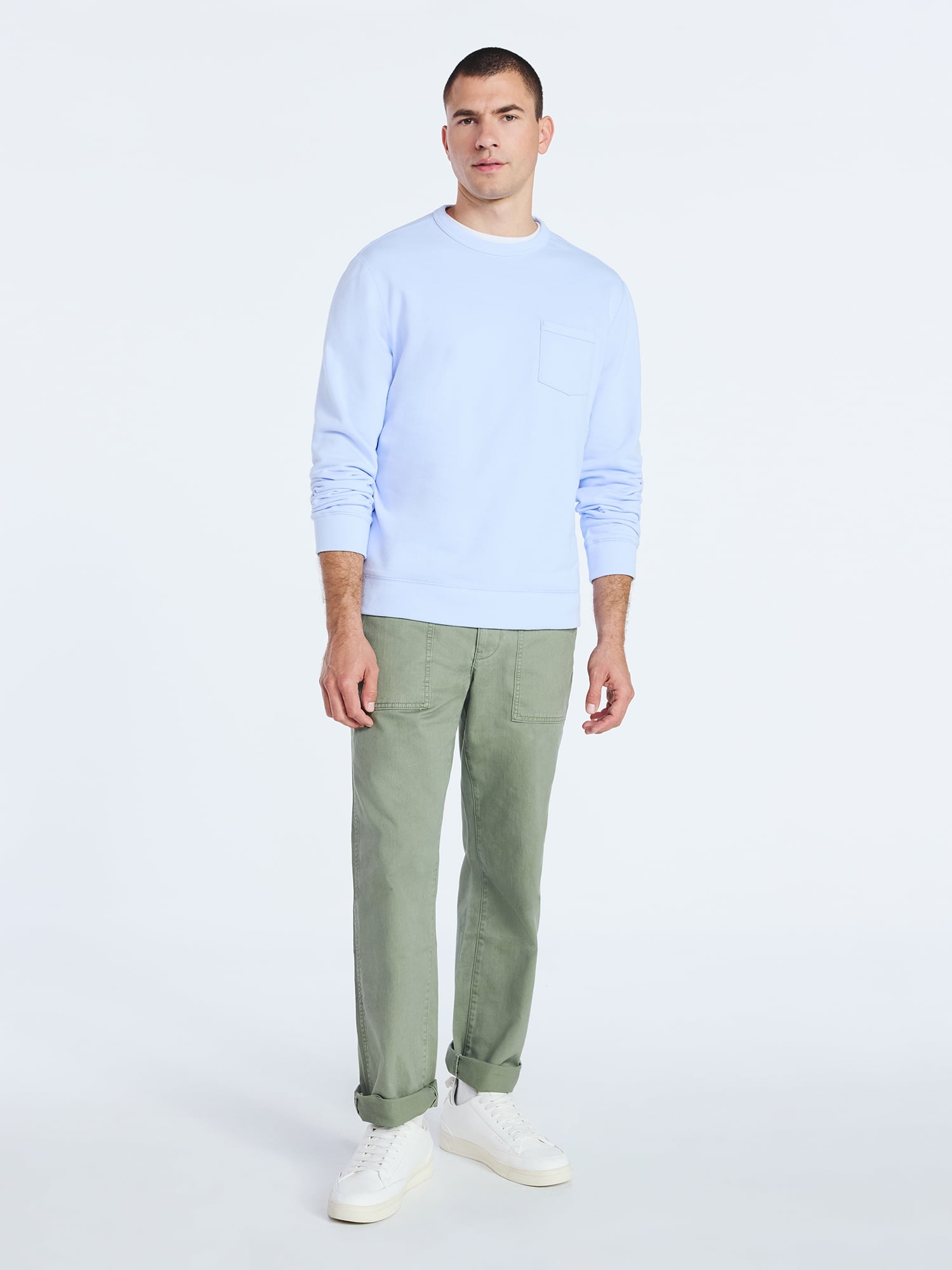Free Assembly Men's Fleece Crewneck Sweatshirt with Long Sleeves, Sizes S-3XL