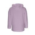 thumbnail image 4 of Womens Fuzzy Jacket with Hood Plush Fleece Warm Winter Outerwear Coat Drawstring Hooded Sweatshirt Cardigans (XL, Purple), 4 of 7