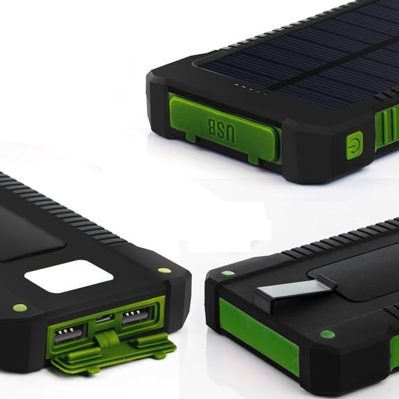 iMeshbean Solar Charger, 10000mAh Solar Power Bank with Dual USB, External Backup Battery Pack Solar Panel Cellphone Charger(Green)