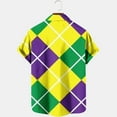 thumbnail image 4 of Charella Polo Shirts for Men Mardi Gras Print Lapel T-shirts 2024 Trendy Carnival Beach Clothes,Yellow,S, 4 of 5