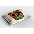 thumbnail image 2 of Sugar Skull Pillow Sham Vibrant Colored Figure Macabre Mexico Latin Tradition Mythical Religious Art, Decorative Standard King Size Printed Pillowcase, 36 X 20 Inches, Multicolor, by Ambesonne, 2 of 2