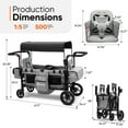 thumbnail image 5 of Sekey 4-in-1 Wagon Cart with Removable Canopy, Heavy-Duty Folding Utility Cart with Wheels & Table – Gray, 5 of 6