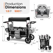 Sekey 4-in-1 Wagon Cart with Removable Canopy, Heavy-Duty Folding Utility Cart with Wheels & Table – Gray