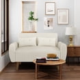thumbnail image 3 of Walsunny 49" Loveseat Sofa Couch, 2-Seat Fabric Upholstered Sofa with 2 Removable Pillows, Modern Loveseat Couch, Wood Leg, White, 3 of 8