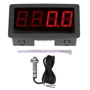 Uadme Tacmetro - Sensor de proximidad Hall NPN - Tacmetro Digital de 4 LED Rojo/Azul RPM Medidor de Velocidad + Sensor de Interruptor de proximidad Hall NPN(Rojo)