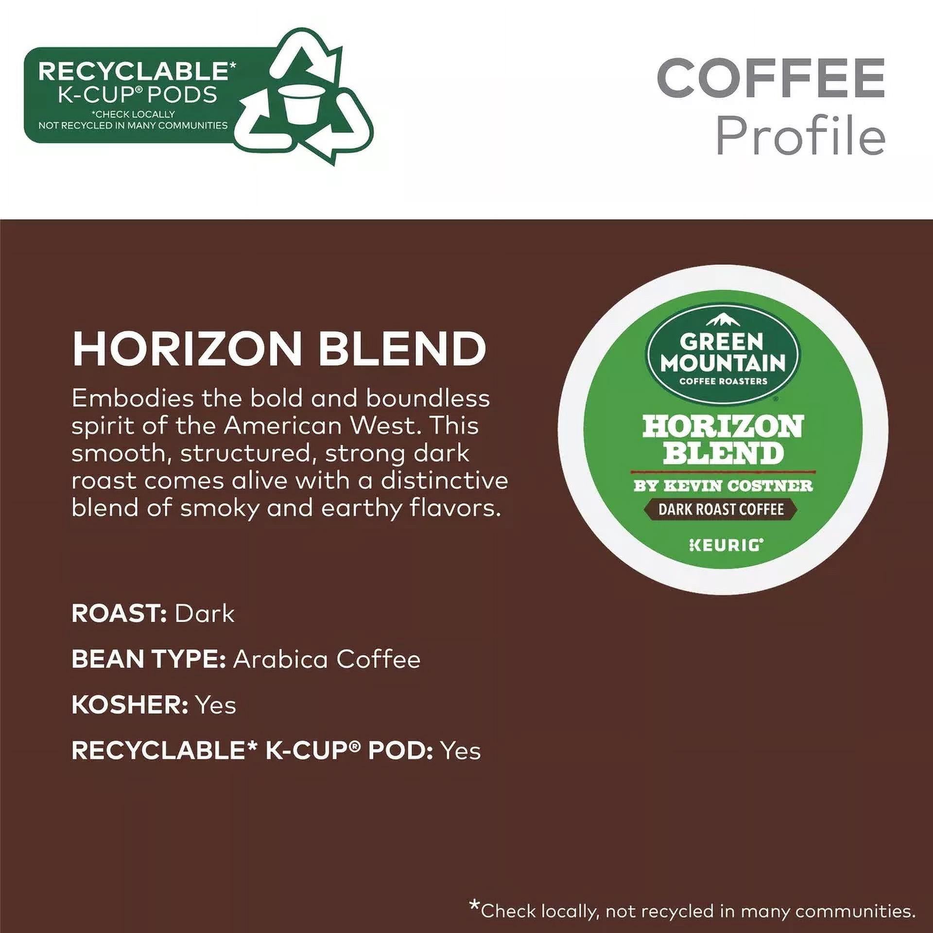 Green Mountain Coffee Roasters Horizon Blend by Kevin Costner, 72 K-Cups