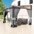 thumbnail image 3 of Kullavik  10' × 28' Hardtop Gazebo for Patio, Wall-Mounted Lean to Gazebo Pergola with Sloping Roof and Durable Aluminum Frame, Large Heavy Duty Awnings for Decks,Backyard,Grey, 3 of 7