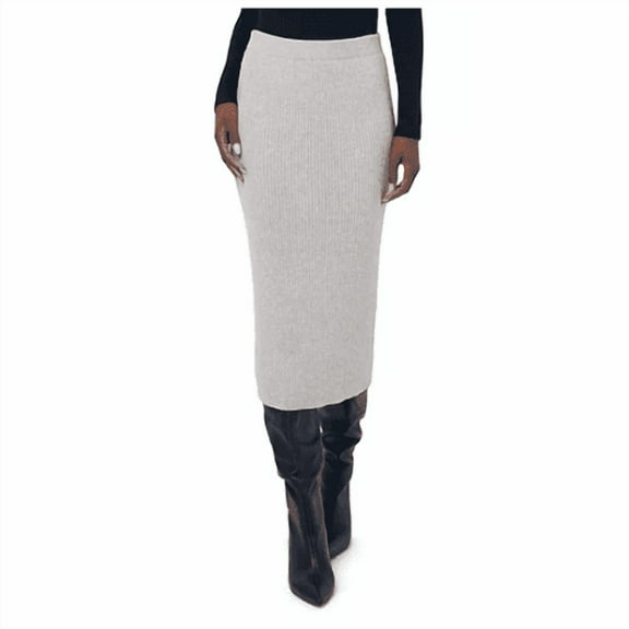 Edited by Remi Bader Women's Oatmeal X-Large Ribbed Sweater Skirt
