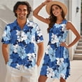 thumbnail image 2 of Jeiento Hibiscus Flowers Matching Outfits for Couples Mens Hawaiian Shirt Summer Dresses for Women Blue Vacation Shirts for Men Button Down Shirt Short Sleeve Beach Shirts, 2 of 6