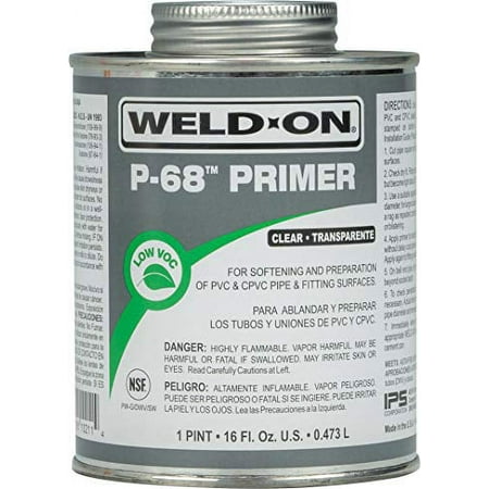 Weld-On 10211 P-68 PVC/CPVC Non-Bodied Primer - Fast Acting and Low-VOC, Clear, 1 Pint (16 fl oz)