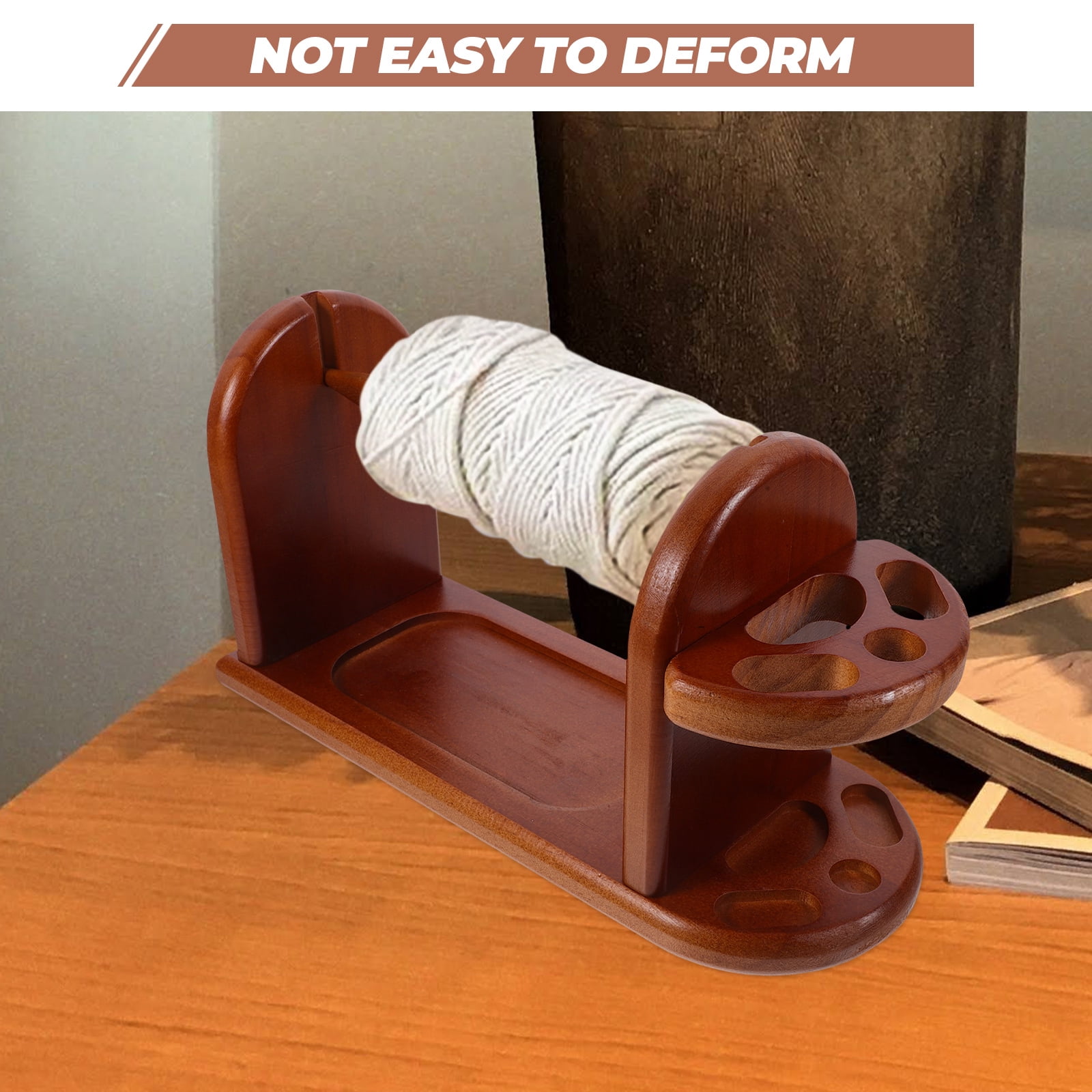 KONTONTY Wooden Spool Holder for Home Use Durable Brown Thread Stand Sturdy Wood Material 6.5 Inches High