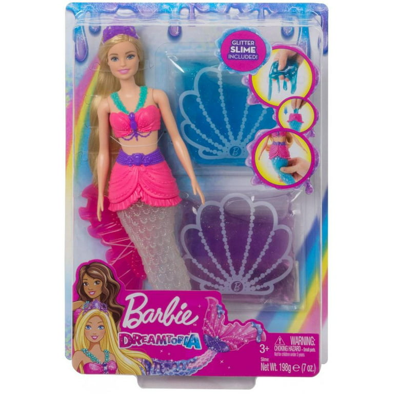Barbie Doll Dreamtopia Slime Mermaid Doll + 2 Glitter Slime Packets Girl  Gift
