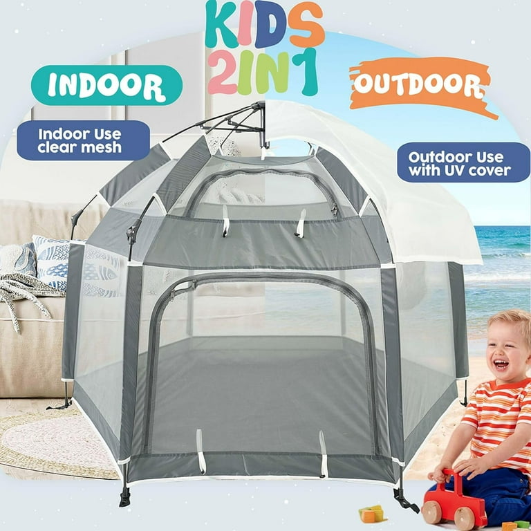 Large Pop Up Children Playpen Easy Set-Up Baby Travel Beach Tent