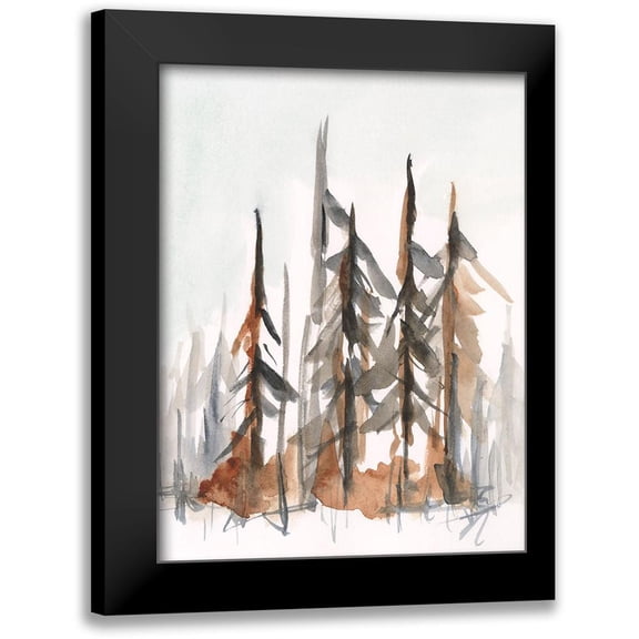Harper, Ethan 12x14 Black Modern Framed Museum Art Print Titled - Rustic Evergreens I