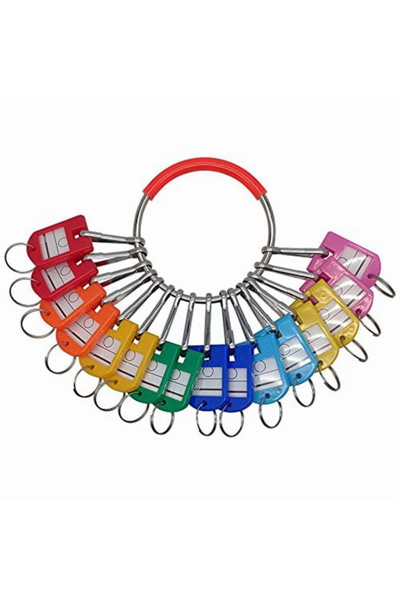 Rollbacks & More Portable Metal Ring Key Organizer with 16 Spring Hooks & Tags and Label Window