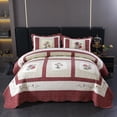 thumbnail image 2 of Juego de colchas Vctops Queen, 230 x 250 cm, algodón, estampado floral, rojo, 2 of 7