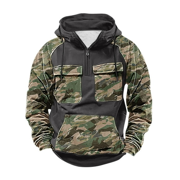 Men's Cargo Camouflage Print Multi-Pocket Sports Training Ralan Long Sleeve Hoodie