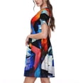 thumbnail image 2 of Naloa Abstract Cubist Printer Print Womens Summer A-Line Dress with Pockets,Short Sleeve Dresses,Flowy Beach Swing Dress for Vacation Travel, 2 of 6