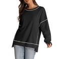 thumbnail image 2 of Sudadera RUBZOOF para mujer, casual, cuello redondo, color negro S, 2 of 5