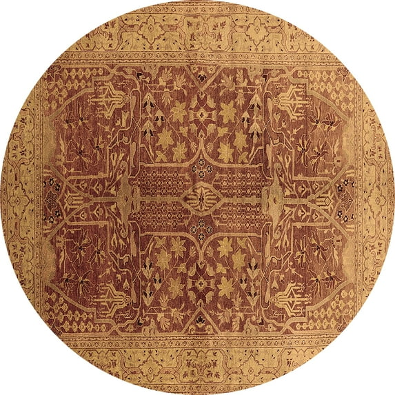 Ahgly Company Indoor Round Oriental Brown Industrial Area Rugs, 7' Round