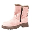 thumbnail image 2 of Viluyesy Womens Snow Boots, Round Toe Thick Sole Side Zipper Winter Warm Mid Calf Boots Pink, 2 of 9