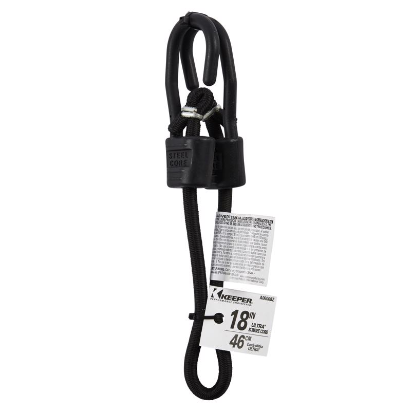 Keeper Black Bungee Cord 18 in. L X 0.315 in. 1 pk