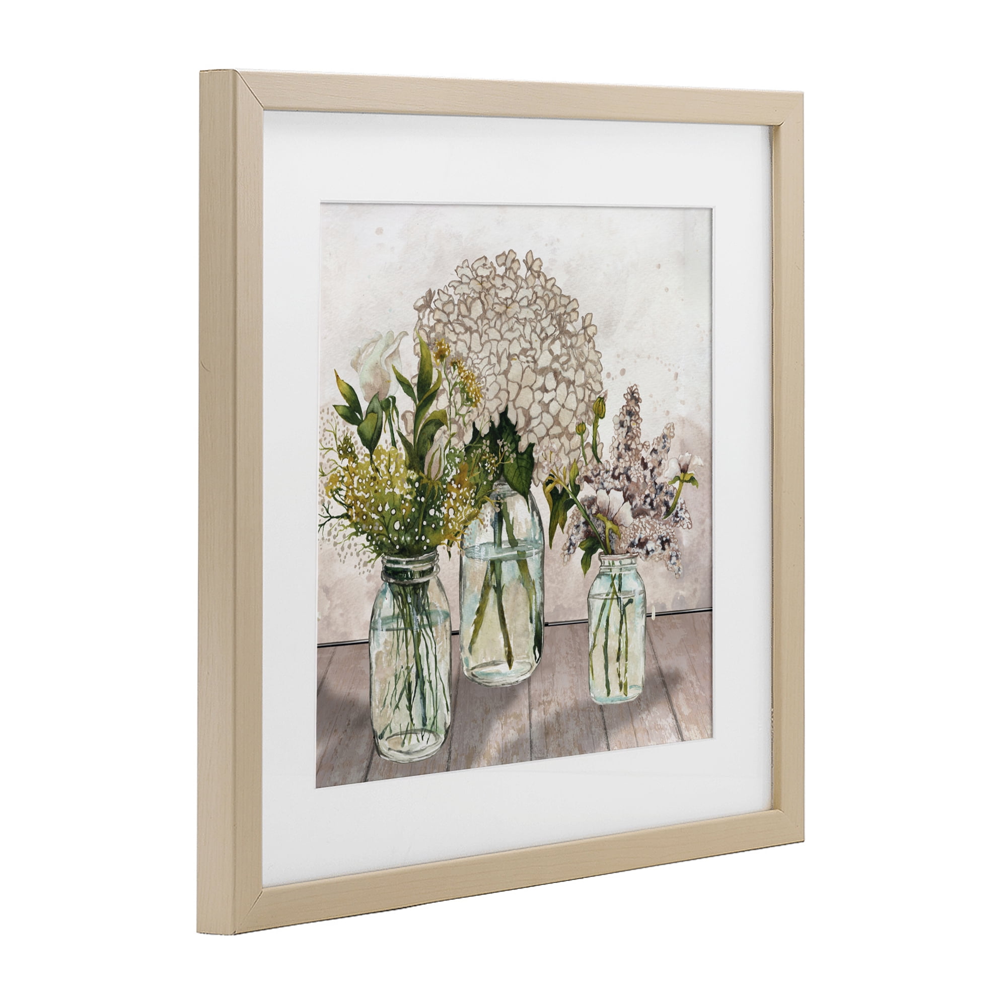 Stupell Industries Jars Of Wildflowers Birch Framed Print Under Glass, design by Elizabeth Medley