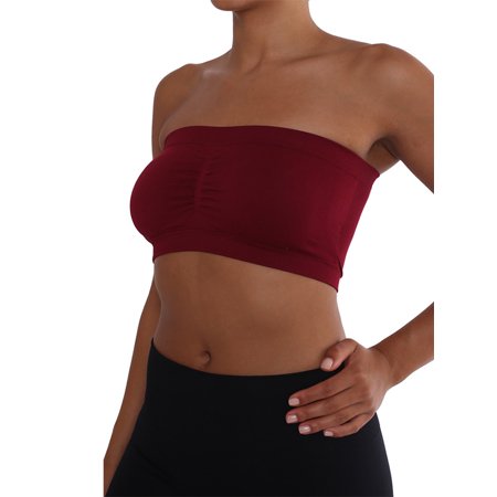 Womens Basic and Comfortable Padded Bandeau Seamless Bra