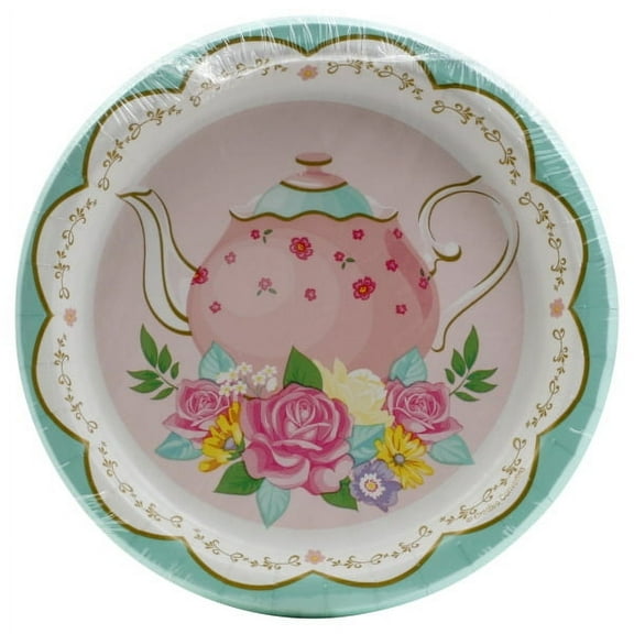 Creative Converting 339797 Floral Tea Party Dessert Plates, 8 Count