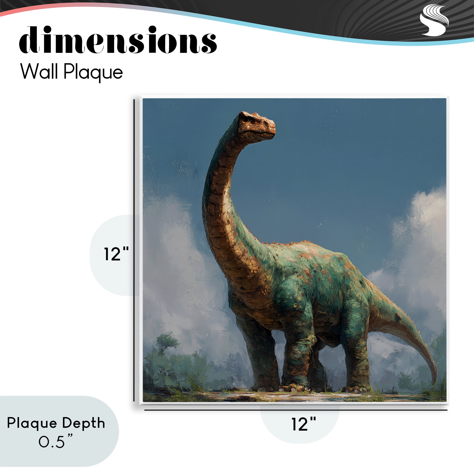 Stupell Industries Colossal Brontosaurus in Meadow Wall Plaque Art, design by Wumples
