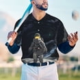 thumbnail image 5 of KLL Astronaut Standing In The Moon for Men's Baseball Shirts,Short Sleeve Casual Shirts Button Down Shirt for Men Beach Summer Wedding Shirt-Large, 5 of 7