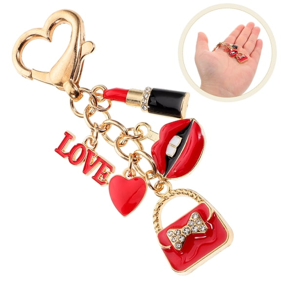 BESTYASH Heart-Shaped Bag Charm with Rhinestone Alloy Keyring, Stylish Valentine’s Day Accessory