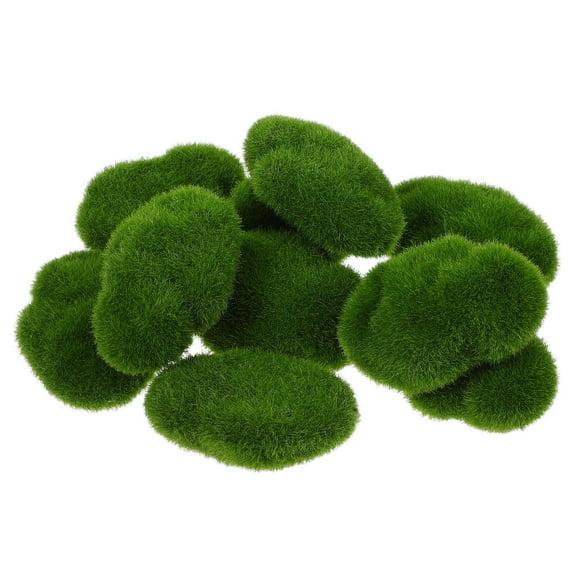 SEWCHICS 10pcs Green Foam and Plastic Simulation Moss Stones for Planter Fillers and Home Decoration