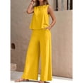 thumbnail image 4 of EASYBRA Women Two Piece Outfit Sleeveless Vest Wide Leg Pants Casual Set Solid Color XS–XXL, 4 of 5