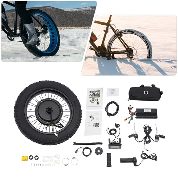 Electric Bicycle Wheel, 48V 1500W Rear Wheel Conversion Kit, 20" LCD E-Bike Conversion Kit for Snow Bike, DIY Bike Modification, Motor Kit